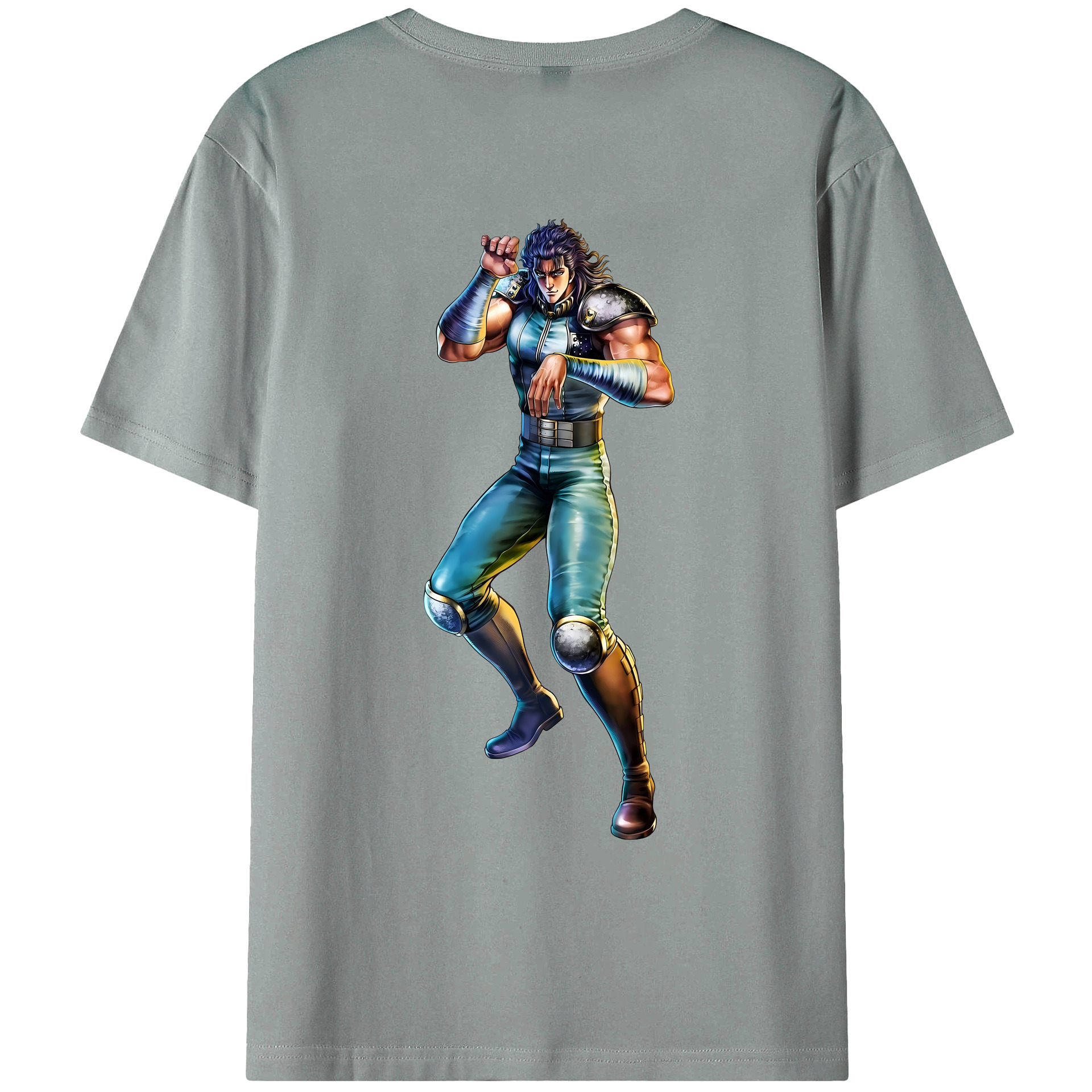 （画像用） 北斗の拳 Fist of the North Star 綿100％ メンズ半袖Tシャツ（バックプリント） 通気性